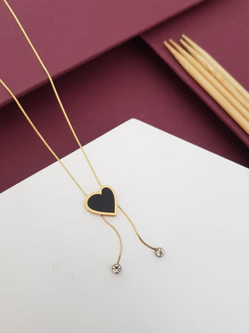 Gold-Plated Chain With Black Heart Pendent