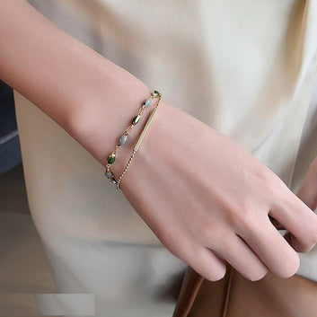 Oval Beads Pillar Doted Chain Bracelet