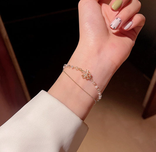 Double Chain Flower Bracelet Adjustable
