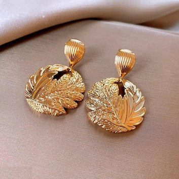 Round Leaf Drop Earrings
