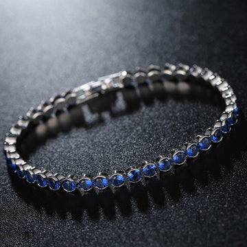 Blue Zircon Round Bracelet