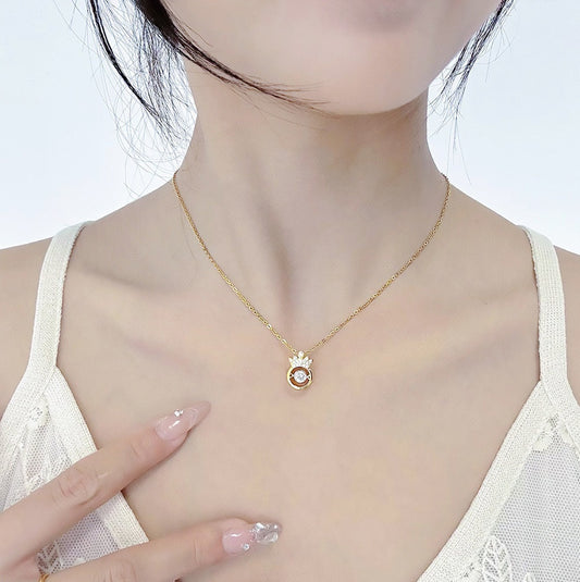 Crown Pendent with Gold-Plated Silver Necklace.