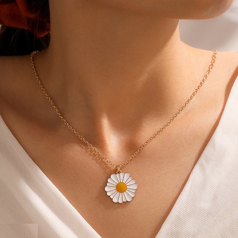 Flower Pendent  with Gold-Plated  Necklace