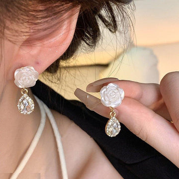 Flower Tear Drop Earrings