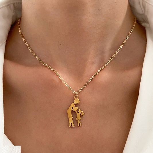 Mother Love Pendent with Gold-Plated  Necklace