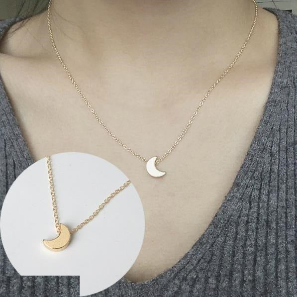 Moon Pendant with Gold-Plated Chain