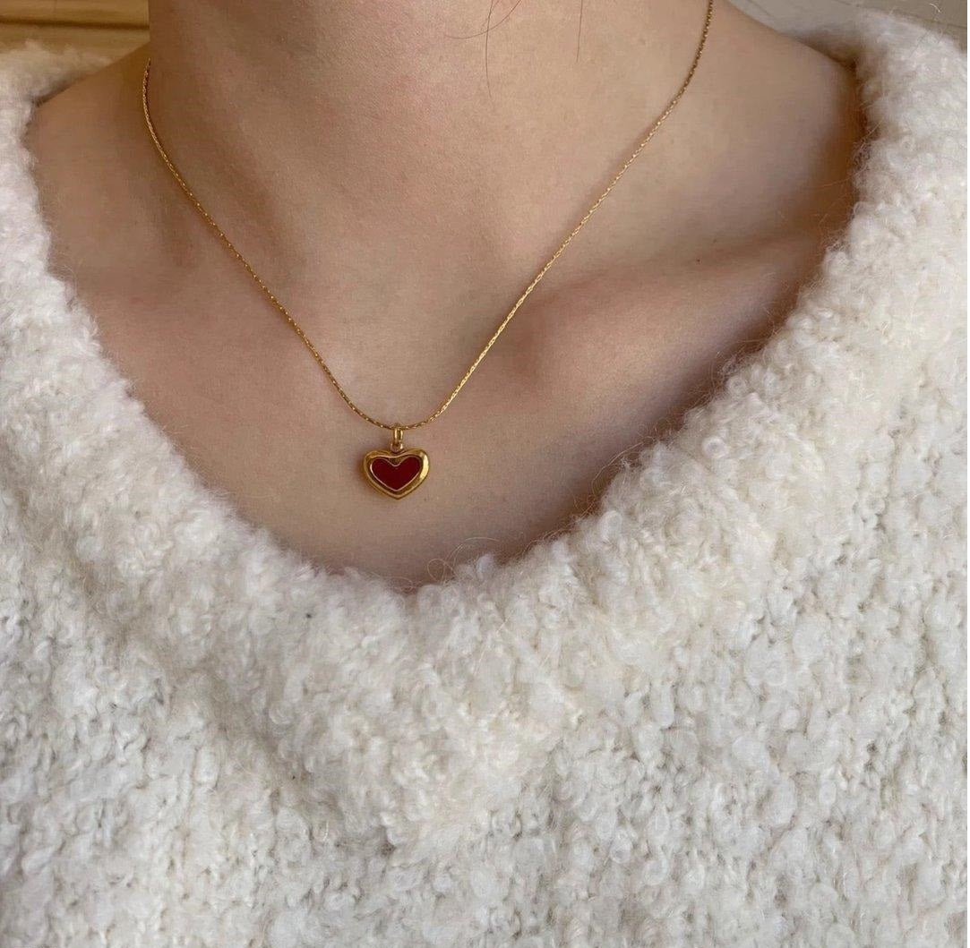 Heart-Shaped Pendant with Gold-Plated Silver Necklace.