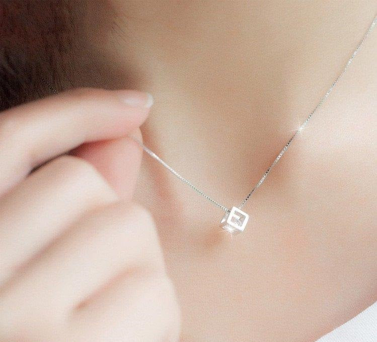 Box Pendant With Silver Chain