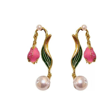 Flower/Pearl Drop Earrings