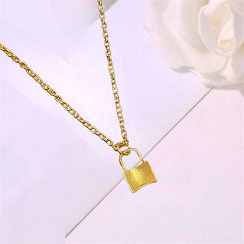 Lock Pendant with Gold-Plated Chain